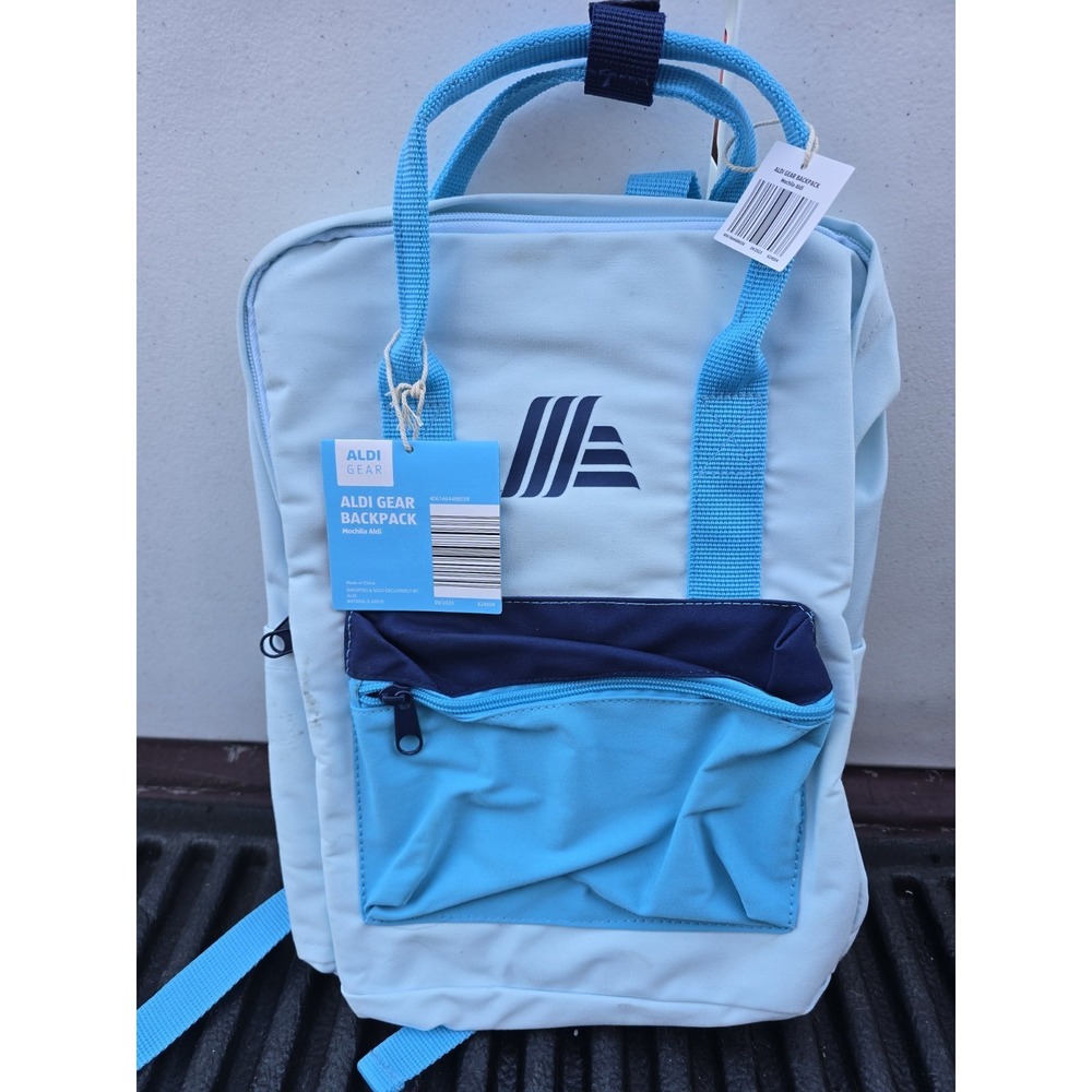 New Aldi‎ Gear Backpack Blue White Adjustable Straps Limited Edition
